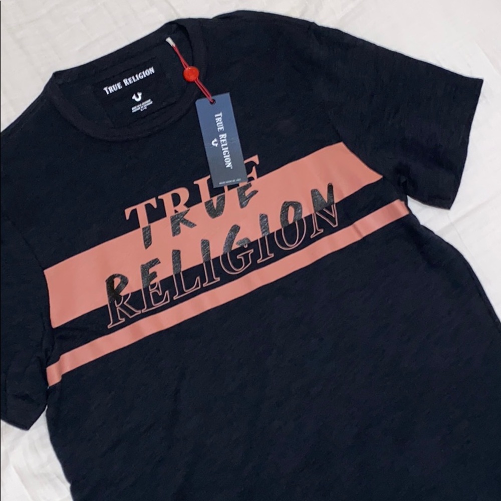TRUE RELIGION black & orange t-skirt size: xl